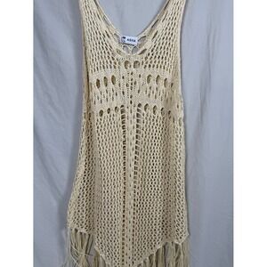 ASHA Cream Crochet Fringe Swim Cover-Up